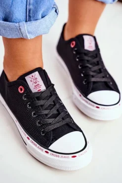Damskie Cross Jeans Trampki Damskie Czarne Siateczka FF2R4015C