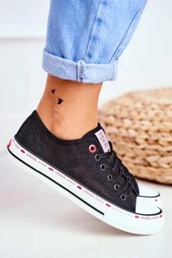 Damskie Cross Jeans Trampki Damskie Czarne Siateczka FF2R4015C