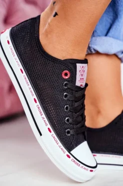 Damskie Cross Jeans Trampki Damskie Czarne Siateczka FF2R4015C