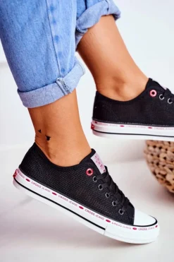 Damskie Cross Jeans Trampki Damskie Czarne Siateczka FF2R4015C