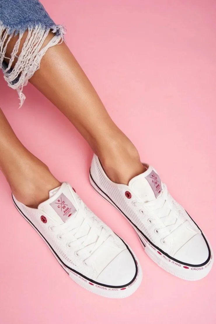 Cross Jeans Trampki Damskie Cross Jeans*Trampki Damskie Białe Siateczka FF2R4016C