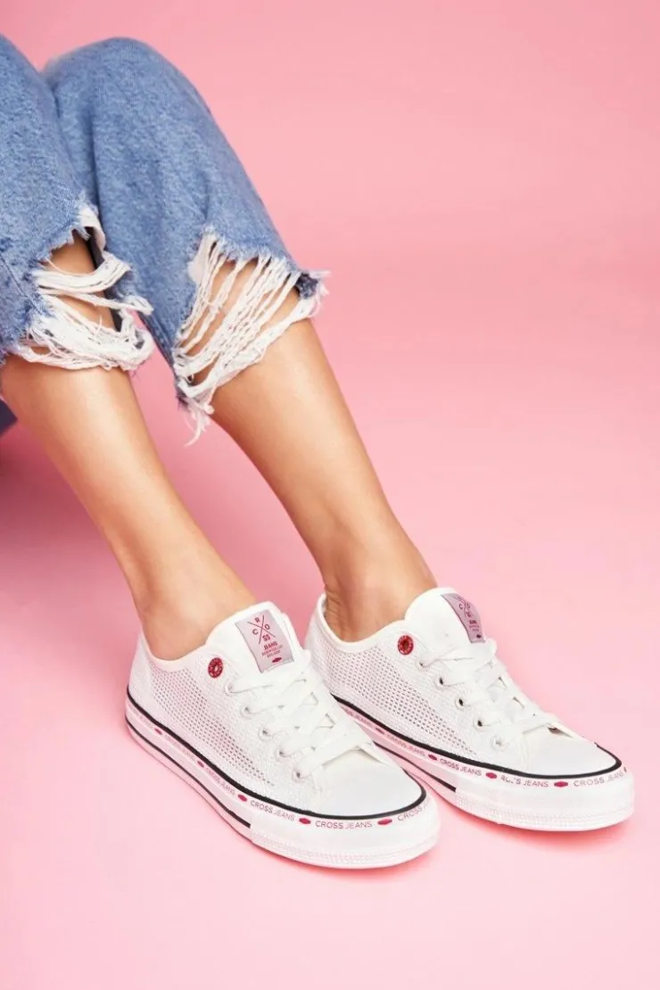 Cross Jeans Trampki Damskie Cross Jeans*Trampki Damskie Białe Siateczka FF2R4016C