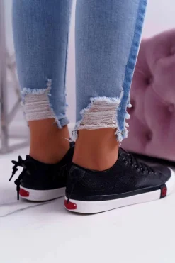 Damskie Cross Jeans Trampki Damskie Czarne DD2R4060