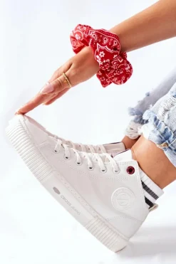 Cross Jeans Trampki Damskie Cross Jeans|Trampki Ocieplane*Trampki Damskie Wysokie Białe II2R4022 Biały