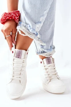 Cross Jeans Trampki Damskie Cross Jeans|Trampki Ocieplane*Trampki Damskie Wysokie Białe II2R4022 Biały