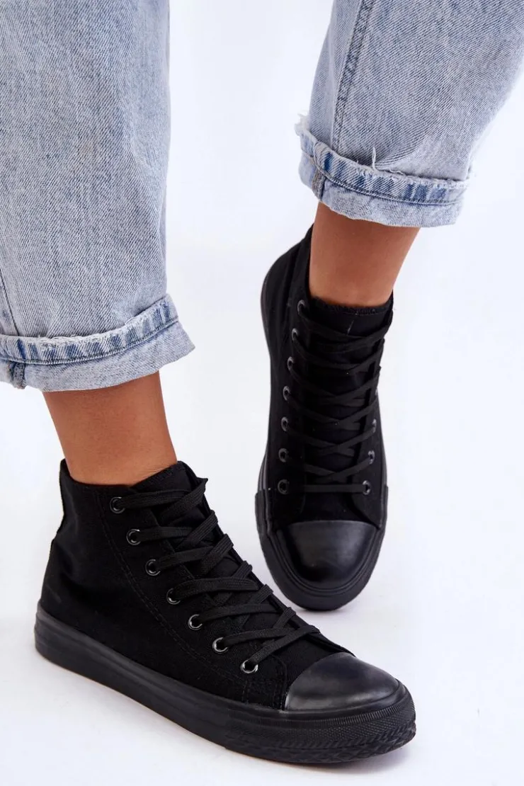 Damskie Boto Trampki Damskie Czarne Socerio