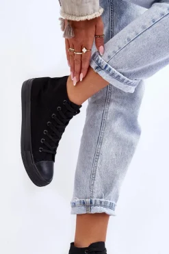 Damskie Boto Trampki Damskie Czarne Socerio