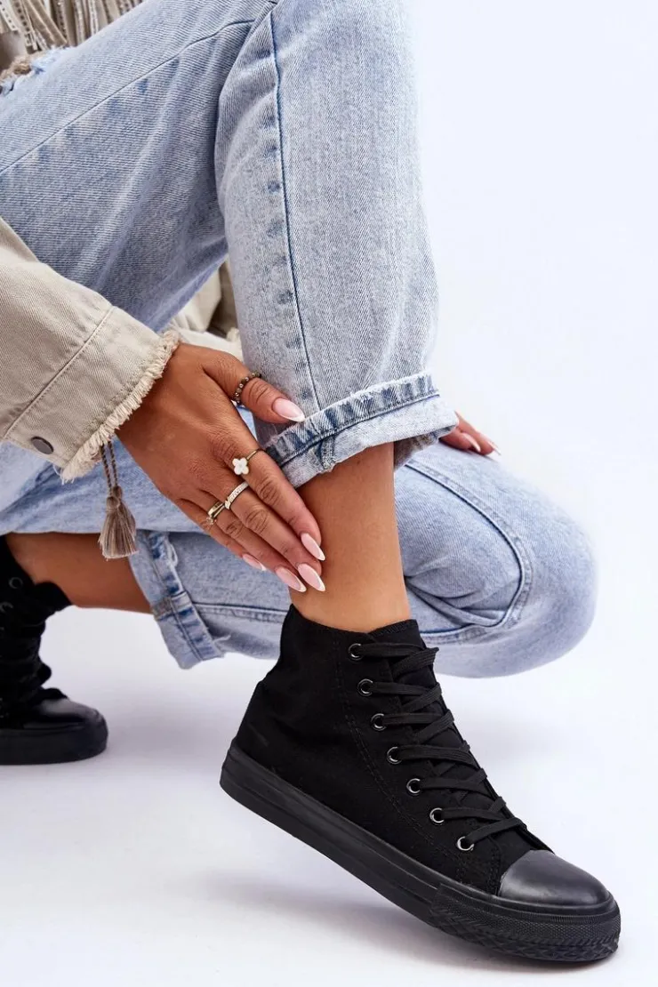 Damskie Boto Trampki Damskie Czarne Socerio