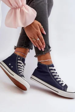 Boto Trampki Damskie Niskie*Trampki Damskie Granatowe Socerio Niebieski