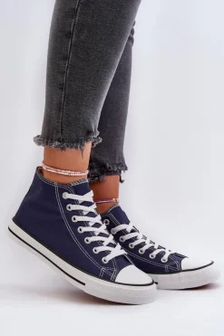 Boto Trampki Damskie Niskie*Trampki Damskie Granatowe Socerio Niebieski