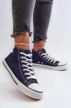 Boto Trampki Damskie Niskie*Trampki Damskie Granatowe Socerio Niebieski