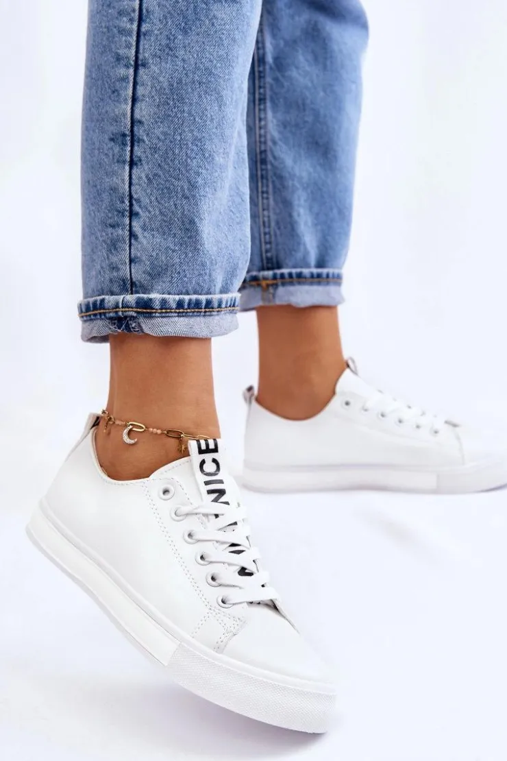 New Boto Trampki Damskie Klasyczne Białe Ville Biały