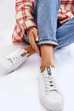 New Boto Trampki Damskie Klasyczne Białe Ville Biały