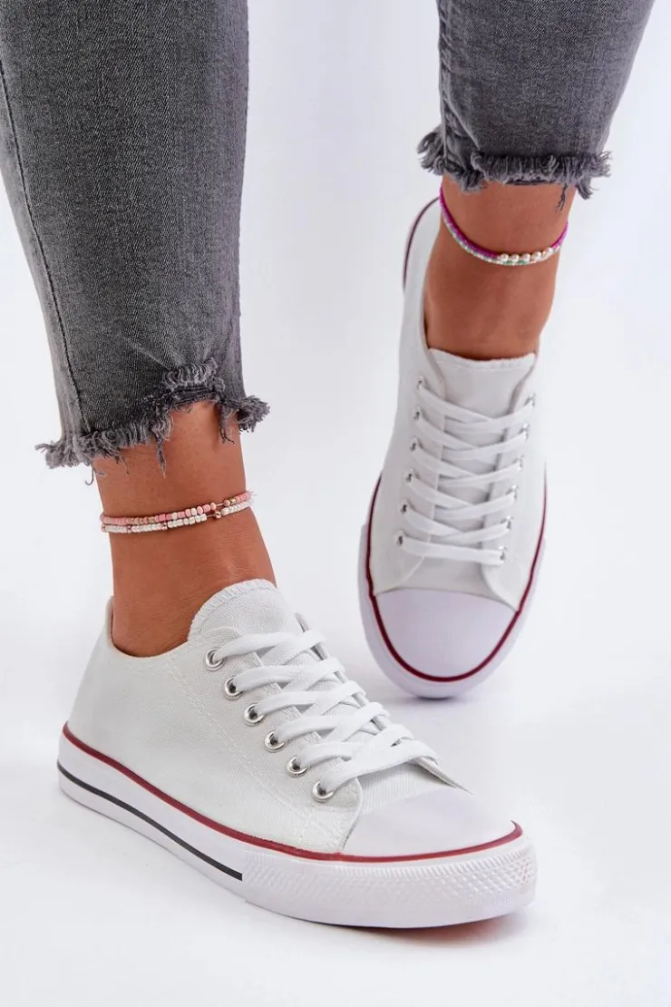 Damskie Boto Trampki Damskie Klasyczne Niskie Białe Caelira