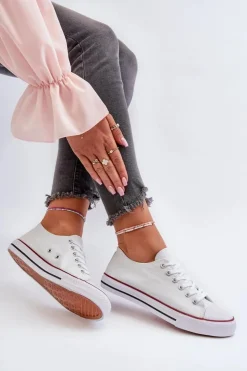 Damskie Boto Trampki Damskie Klasyczne Niskie Białe Caelira