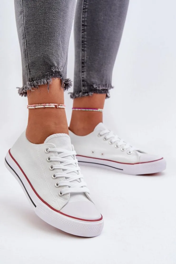 Damskie Boto Trampki Damskie Klasyczne Niskie Białe Caelira