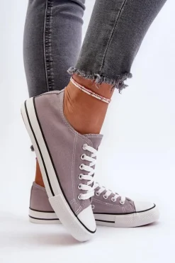 Boto Trampki Damskie Niskie*Trampki Damskie Klasyczne Niskie Szare Caelira