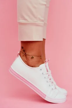 Boto Trampki Damskie Niskie*Trampki Damskie Klasyczne Różowe Ville