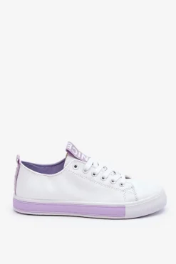 Boto Trampki Damskie Niskie*Trampki Damskie Klasyczne Biało-Fioletowe Ville