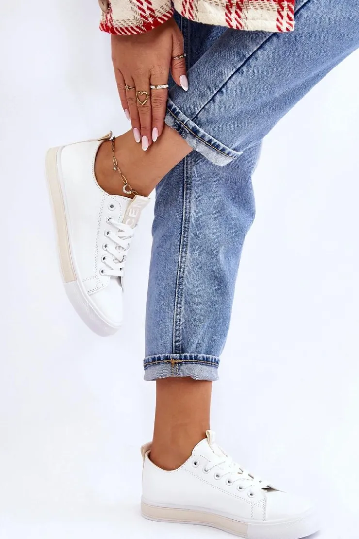 Damskie Boto Trampki Damskie Klasyczne Biało-Beżowe Ville