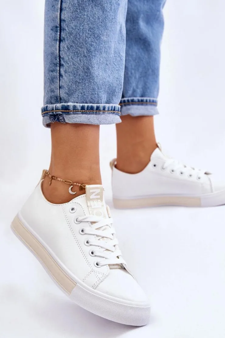 Damskie Boto Trampki Damskie Klasyczne Biało-Beżowe Ville