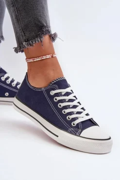 Discount Boto Trampki Damskie Klasyczne Niskie Granatowe Caelira