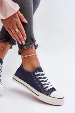 Discount Boto Trampki Damskie Klasyczne Niskie Granatowe Caelira