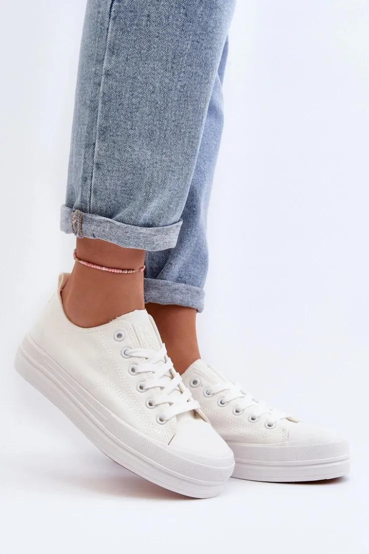 Hot Evento Trampki Damskie Materiałowe Białe Staneva Biały