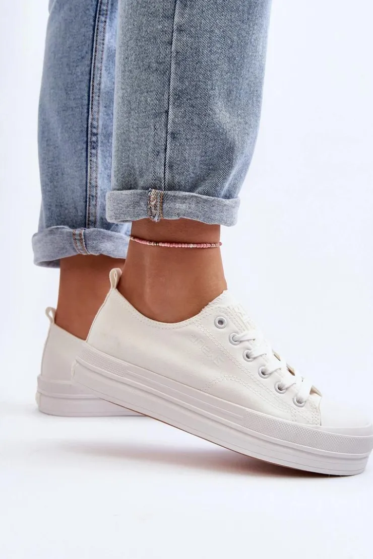 Hot Evento Trampki Damskie Materiałowe Białe Staneva Biały