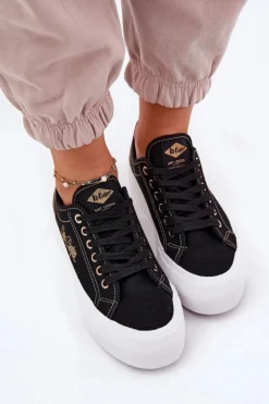 Lee Cooper Trampki Damskie Niskie*Trampki Damskie Materiałowe Na Platformie LCW-25-31-3431L Czarne