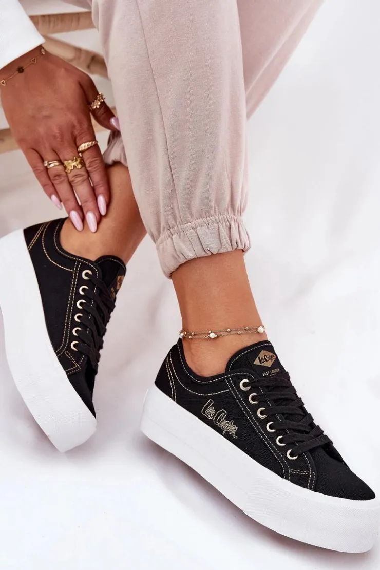 Lee Cooper Trampki Damskie Niskie*Trampki Damskie Materiałowe Na Platformie LCW-25-31-3431L Czarne