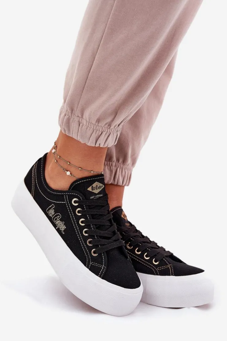 Lee Cooper Trampki Damskie Niskie*Trampki Damskie Materiałowe Na Platformie LCW-25-31-3431L Czarne