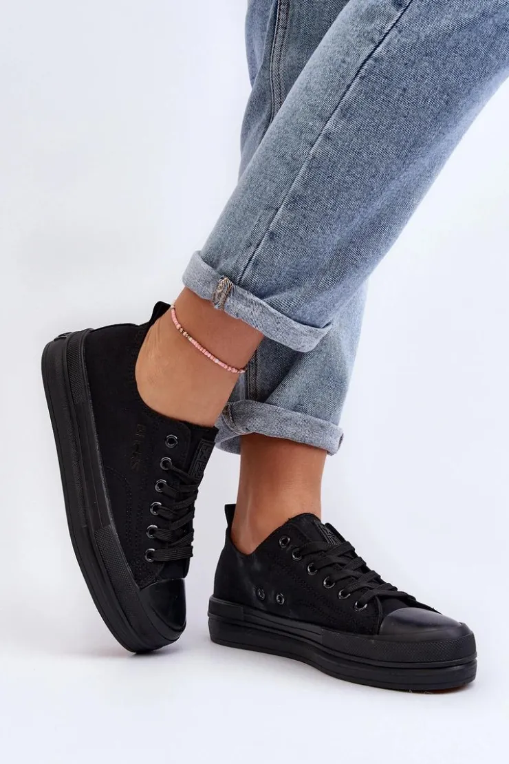 Damskie Evento Trampki Damskie Materiałowe Czarne Staneva