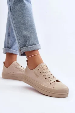 Online Evento Trampki Damskie Materiałowe Beżowe Staneva