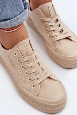 Online Evento Trampki Damskie Materiałowe Beżowe Staneva