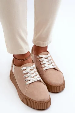 Big Star Shoes Trampki Damskie Big Star|Trampki Damskie Niskie*Trampki Damskie MEMORY FOAM SYSTEM BIG STAR NN276002 Ciemnobeżowe Beżowy