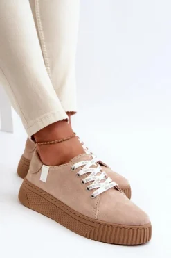 Big Star Shoes Trampki Damskie Big Star|Trampki Damskie Niskie*Trampki Damskie MEMORY FOAM SYSTEM BIG STAR NN276002 Ciemnobeżowe Beżowy