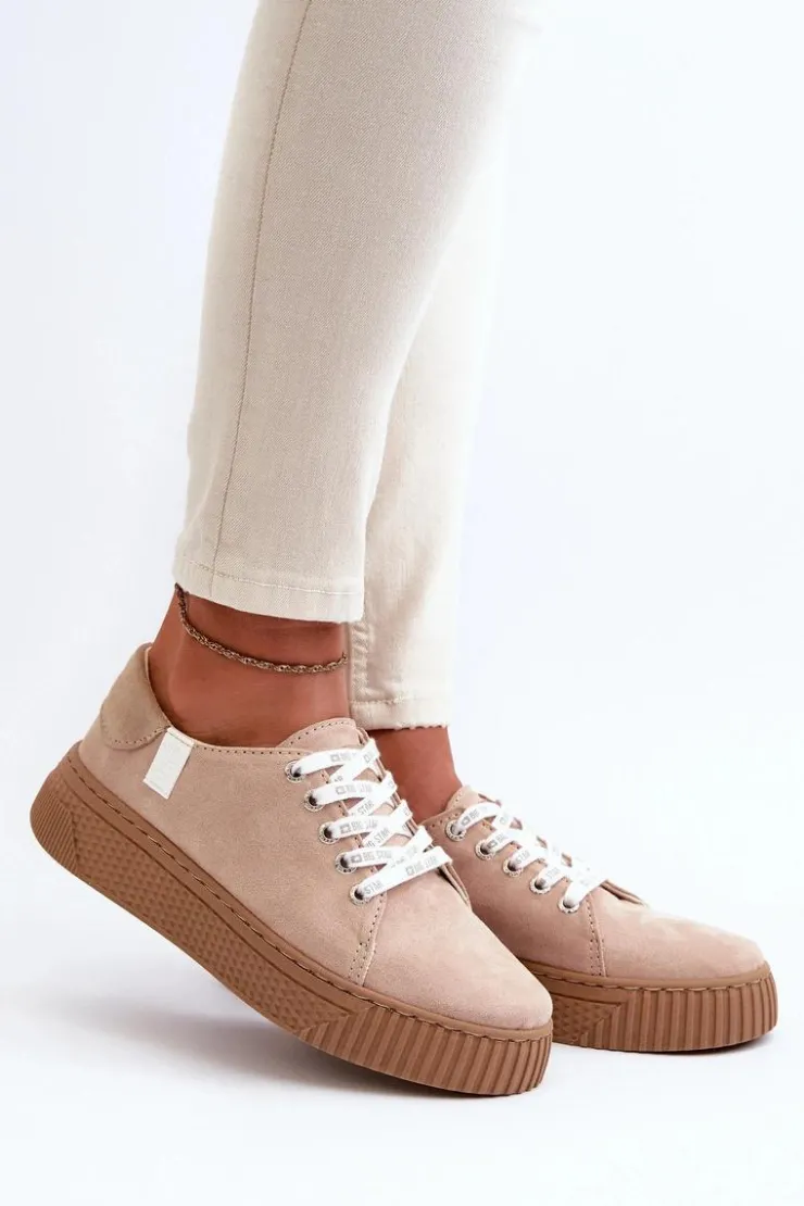 Big Star Shoes Trampki Damskie Big Star|Trampki Damskie Niskie*Trampki Damskie MEMORY FOAM SYSTEM BIG STAR NN276002 Ciemnobeżowe Beżowy