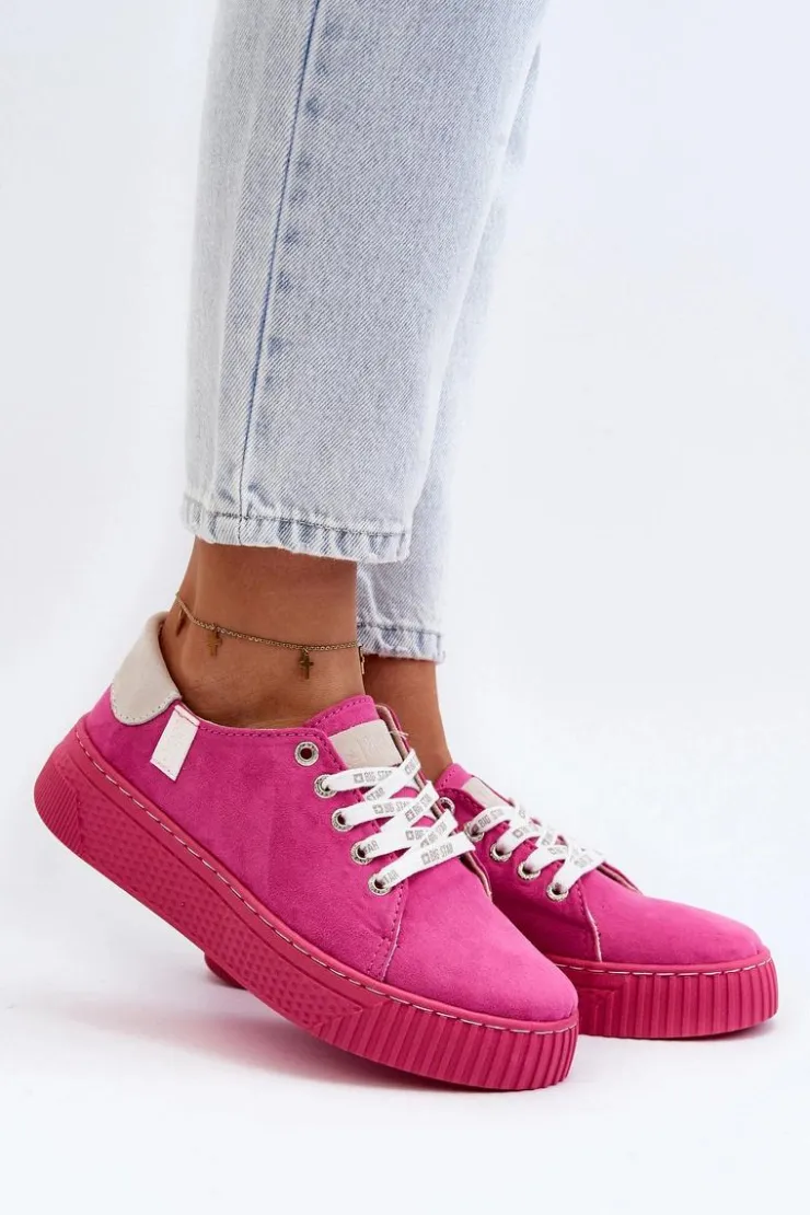 Big Star Shoes Trampki Damskie Big Star|Trampki Damskie Niskie*Trampki Damskie MEMORY FOAM SYSTEM BIG STAR NN276004 Fuksja Różowy