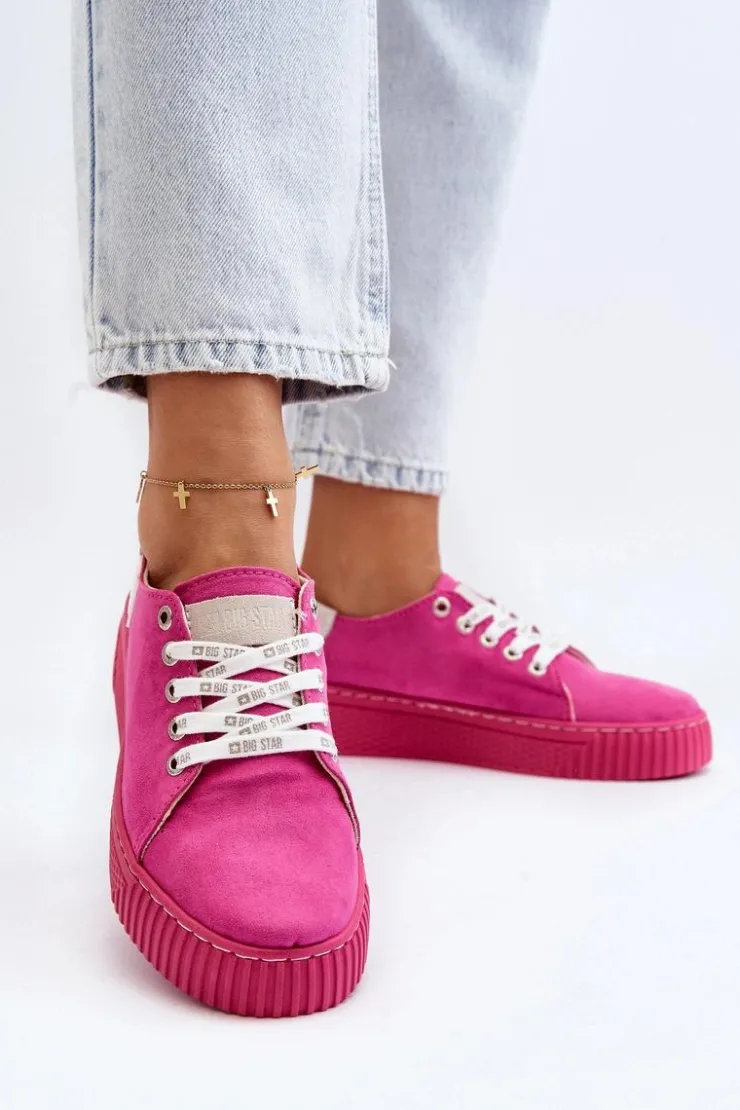 Big Star Shoes Trampki Damskie Big Star|Trampki Damskie Niskie*Trampki Damskie MEMORY FOAM SYSTEM BIG STAR NN276004 Fuksja Różowy