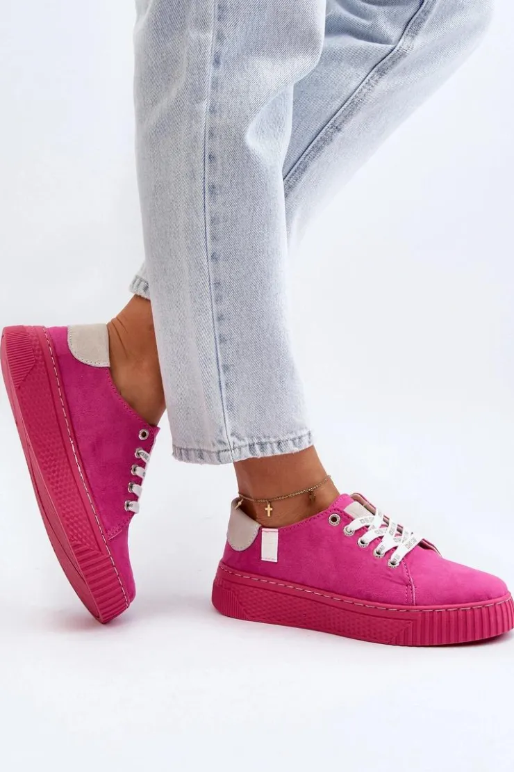 Big Star Shoes Trampki Damskie Big Star|Trampki Damskie Niskie*Trampki Damskie MEMORY FOAM SYSTEM BIG STAR NN276004 Fuksja Różowy