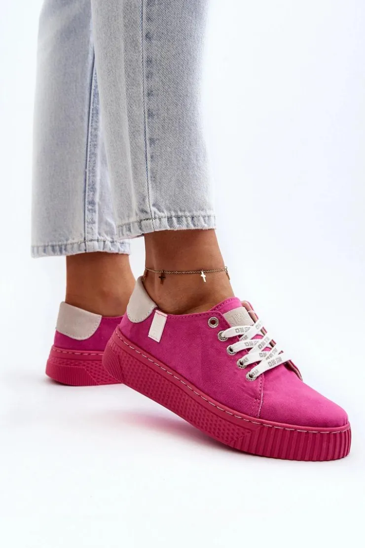 Big Star Shoes Trampki Damskie Big Star|Trampki Damskie Niskie*Trampki Damskie MEMORY FOAM SYSTEM BIG STAR NN276004 Fuksja Różowy