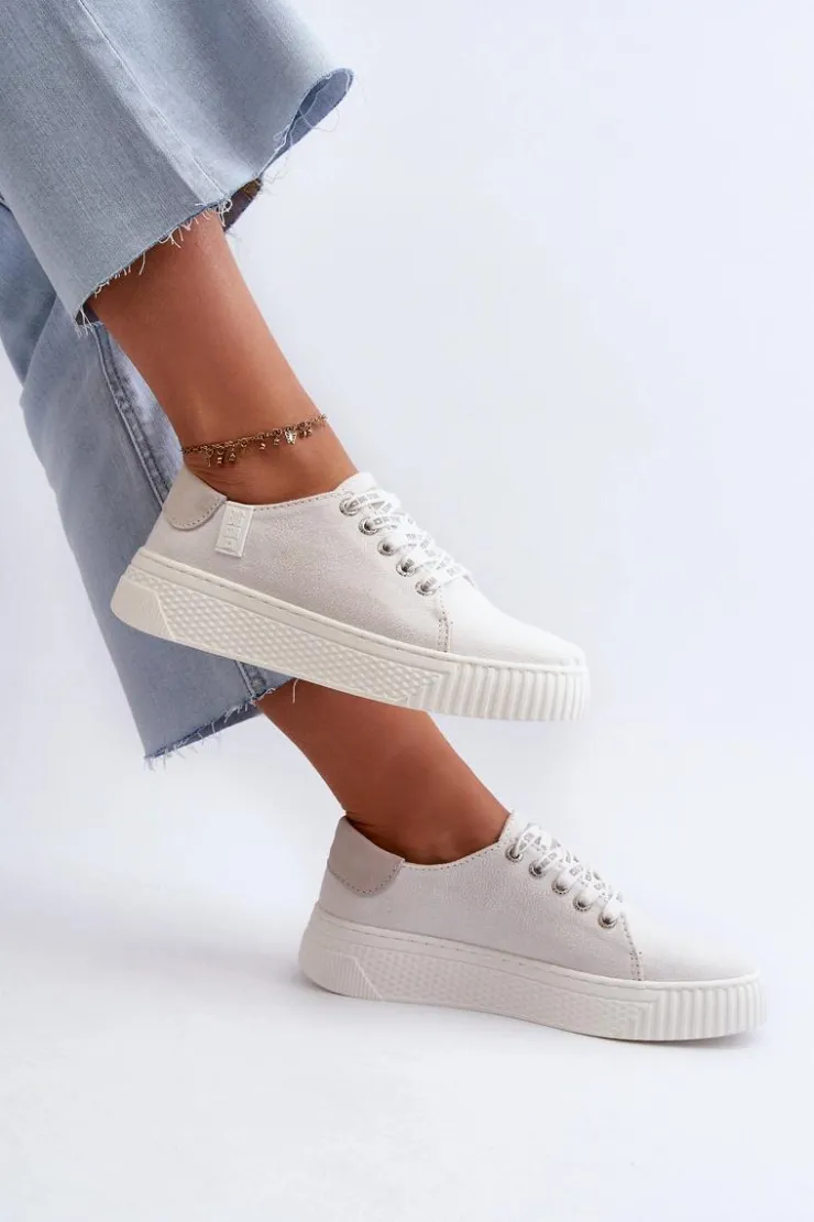 Damskie Big Star Shoes Trampki Damskie MEMORY FOAM SYSTEM BIG STAR NN276001 Białe