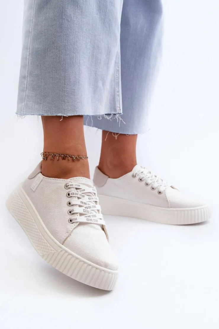 Damskie Big Star Shoes Trampki Damskie MEMORY FOAM SYSTEM BIG STAR NN276001 Białe