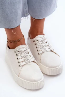 Damskie Big Star Shoes Trampki Damskie MEMORY FOAM SYSTEM BIG STAR NN276001 Białe