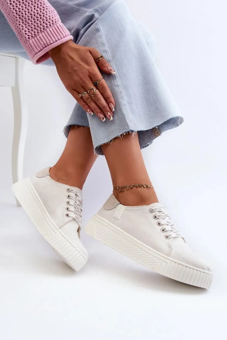 Damskie Big Star Shoes Trampki Damskie MEMORY FOAM SYSTEM BIG STAR NN276001 Białe