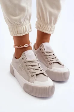 Lee Cooper Trampki Damskie Niskie*Trampki Damskie Na Grubej Podeszwie LCW-24-31-2178 Szare