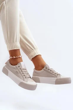 Lee Cooper Trampki Damskie Niskie*Trampki Damskie Na Grubej Podeszwie LCW-24-31-2178 Szare