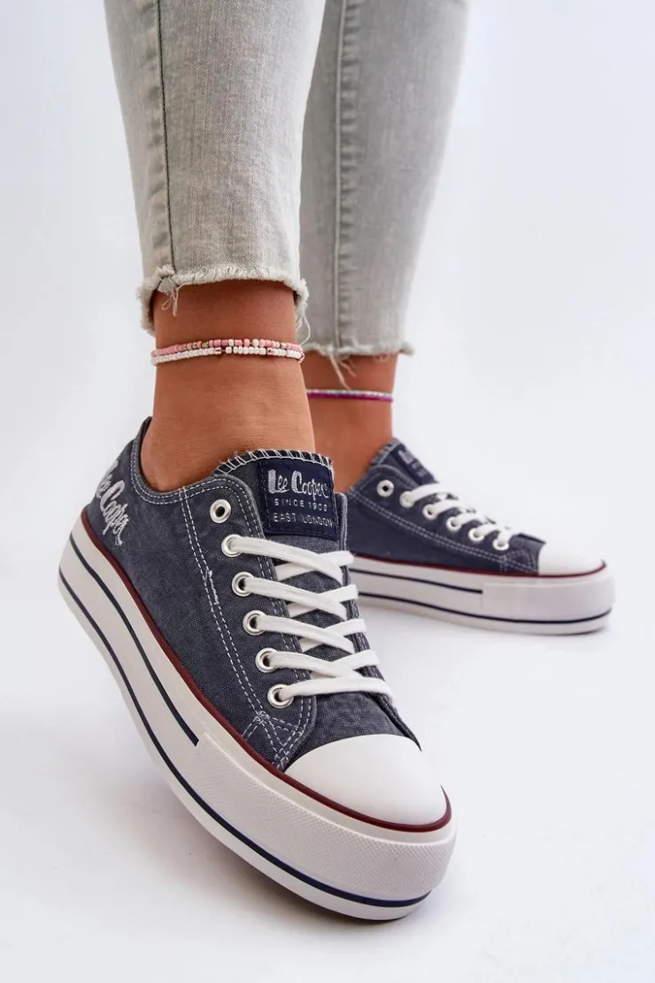 Hot Lee Cooper Trampki Damskie Na Grubej Podeszwie LCW-24-31-2220 Granatowe