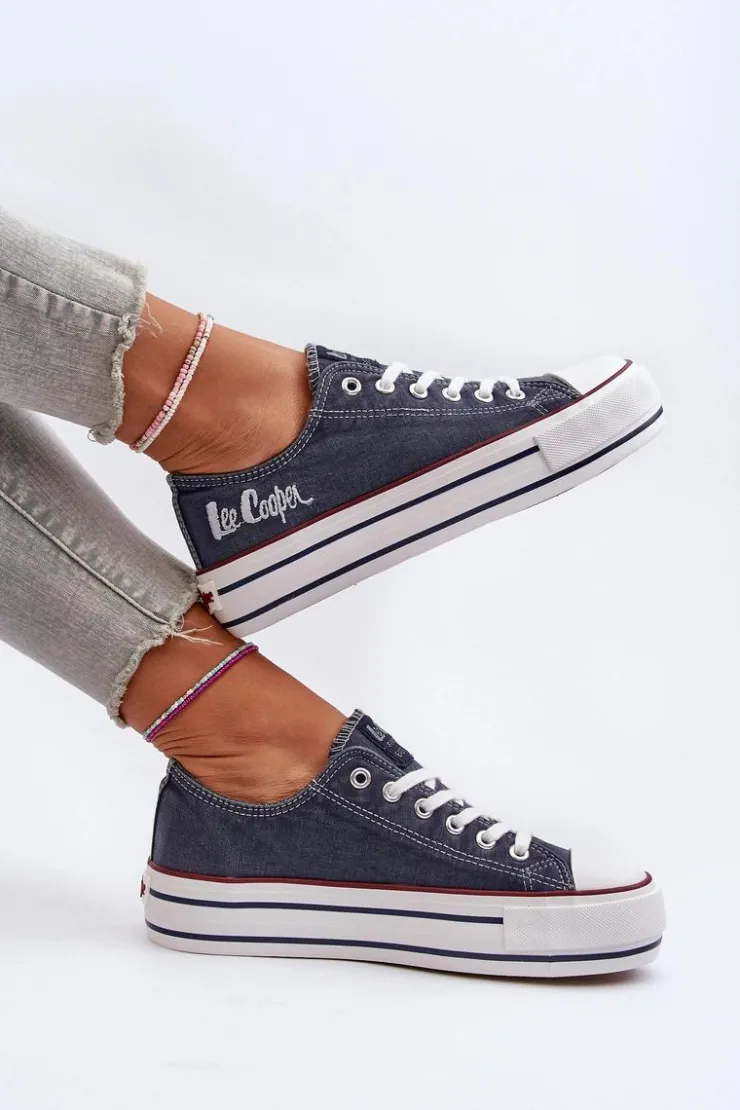 Hot Lee Cooper Trampki Damskie Na Grubej Podeszwie LCW-24-31-2220 Granatowe